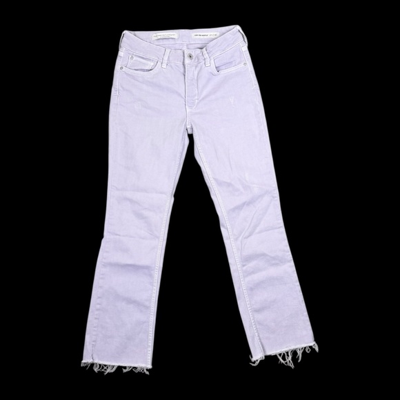 Pilcro and the Letterpress Denim - Pilcro Anthropologie High Rise Bootcut Cropped Distressed Denim Jeans 26 Purple